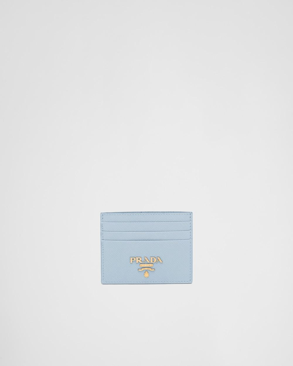 PRADA Women Saffiano Leather Card Holder Light Blue 1MC025_QWA_F0076