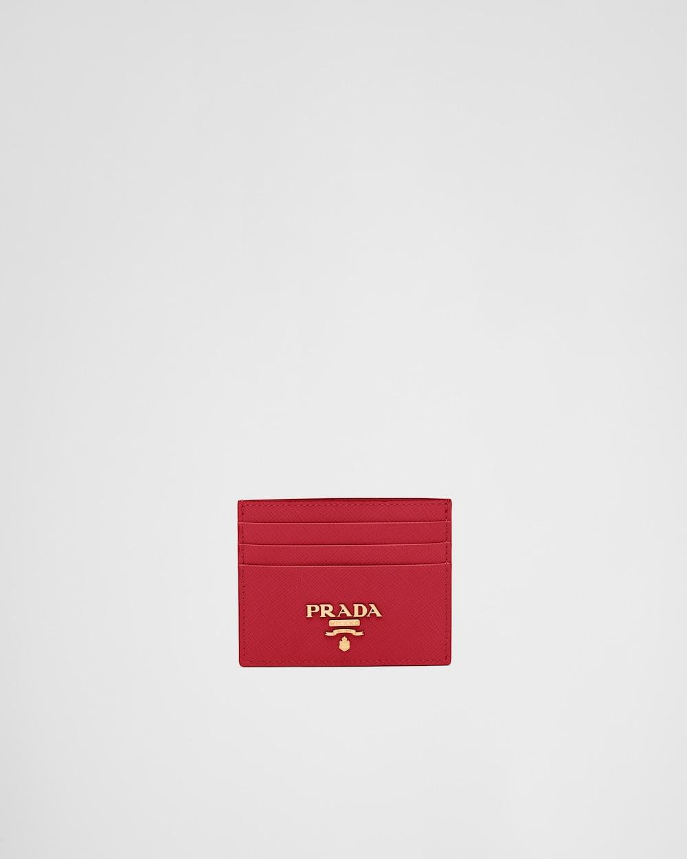 PRADA Women Saffiano Leather Card Holder Fiery Red 1MC025_QWA_F068Z