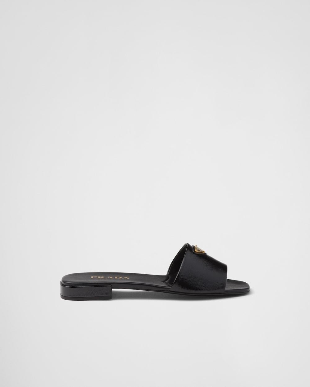 PRADA Women Saffiano patent leather slides Black 1XX730_3A9S_F0002_F_010