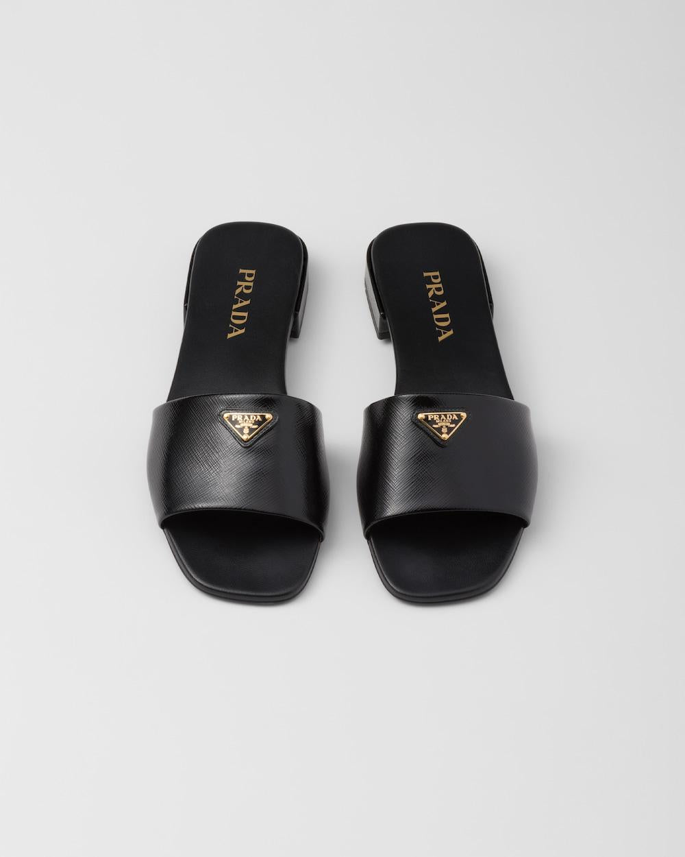 PRADA Women Saffiano patent leather slides Black 1XX730_3A9S_F0002_F_010