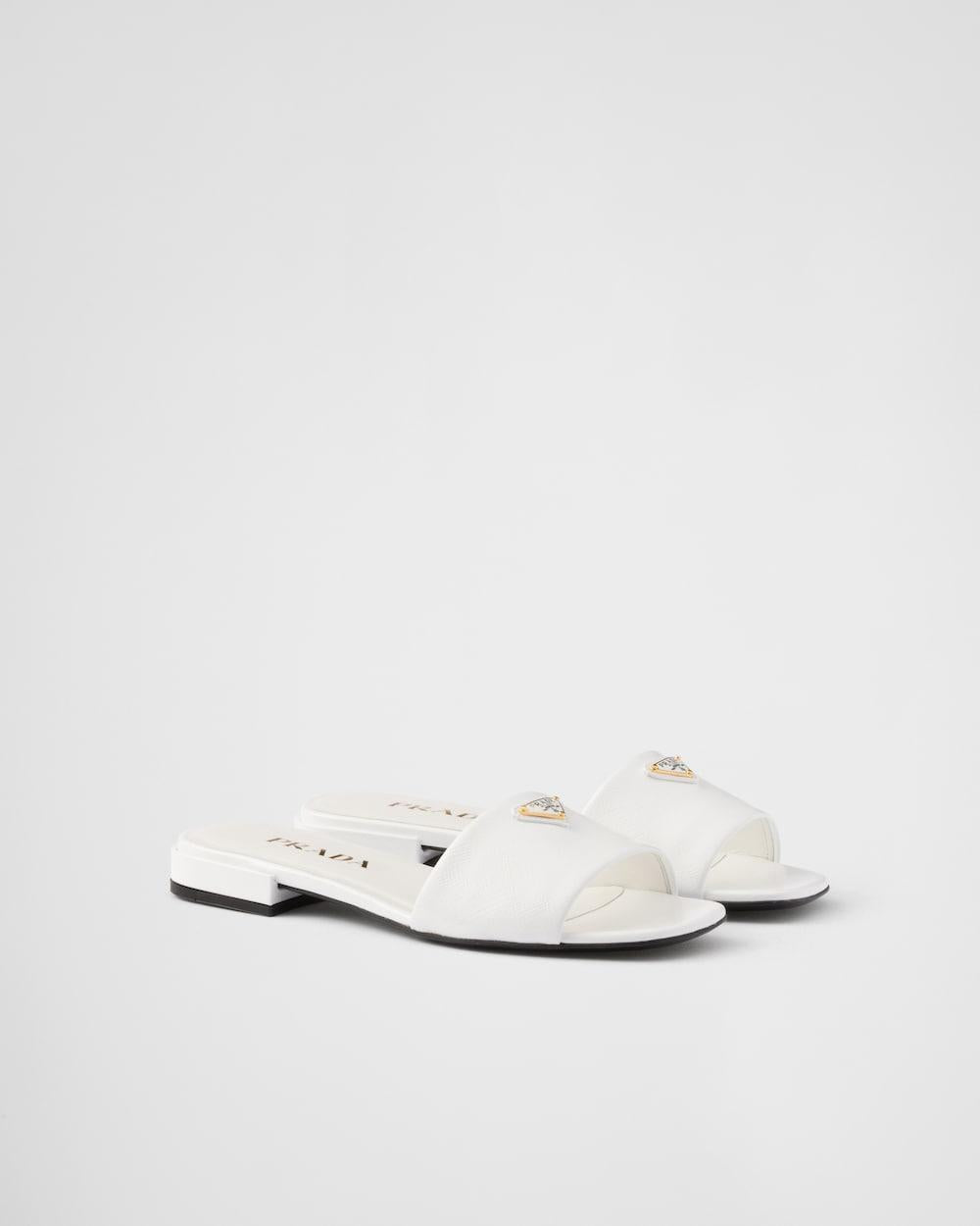 PRADA Women Saffiano patent leather slides White 1XX730_3A9S_F0009_F_010