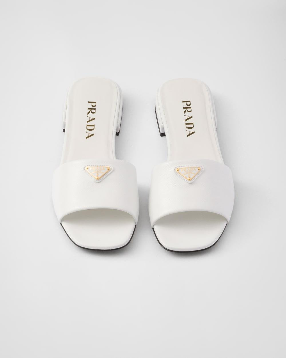 PRADA Women Saffiano patent leather slides White 1XX730_3A9S_F0009_F_010