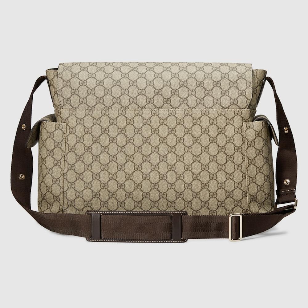 حقيبة تغيير حفاضات الأطفال GUCCI النسائية GG Supreme متوسطة الحجم باللون البيج/الأبنوس 211131 KGDIG 8588