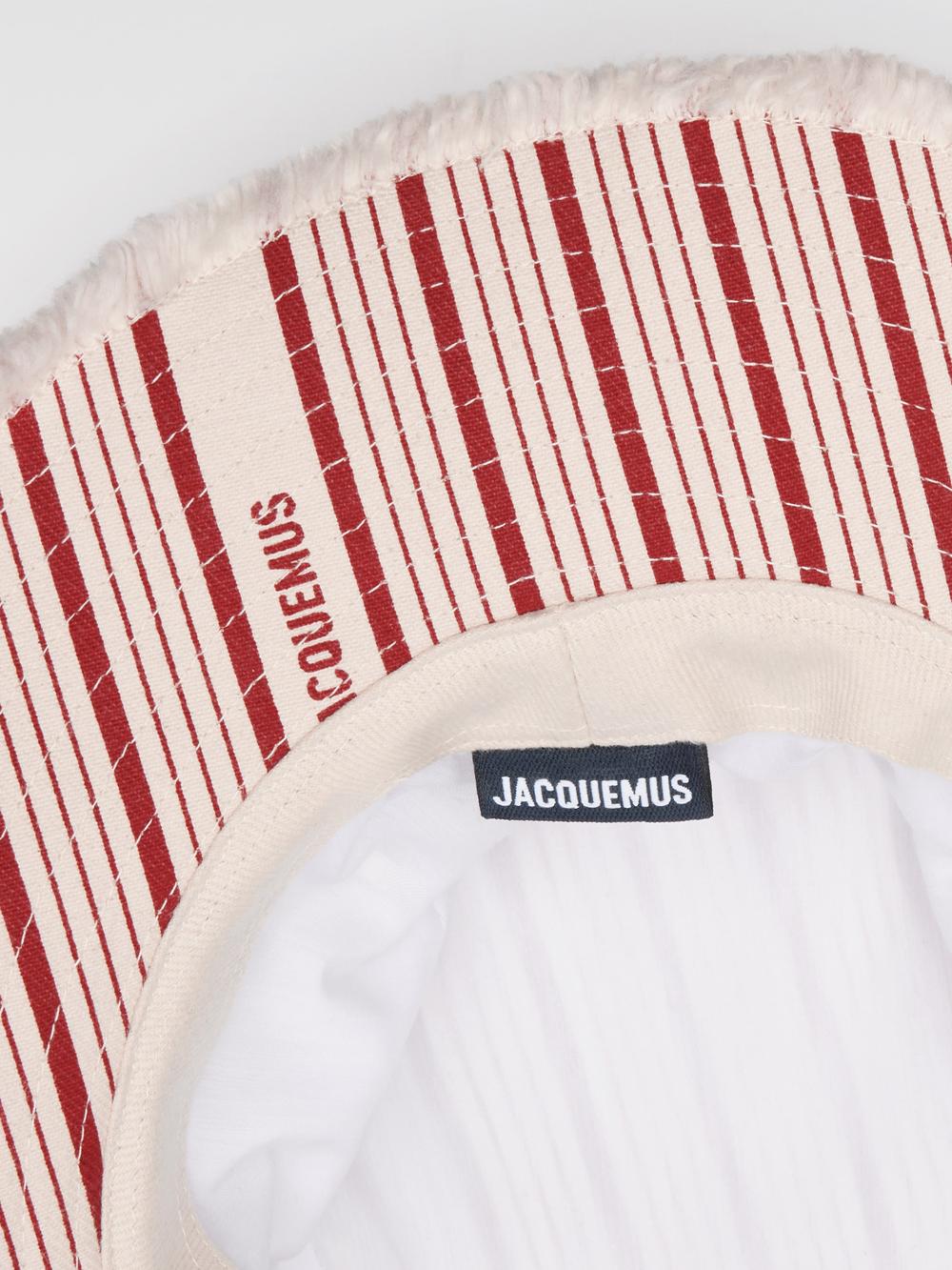 JACQUEMUS Men The Artichaut bucket hat Off-White / Red Stripes 213AC002-1514-11E