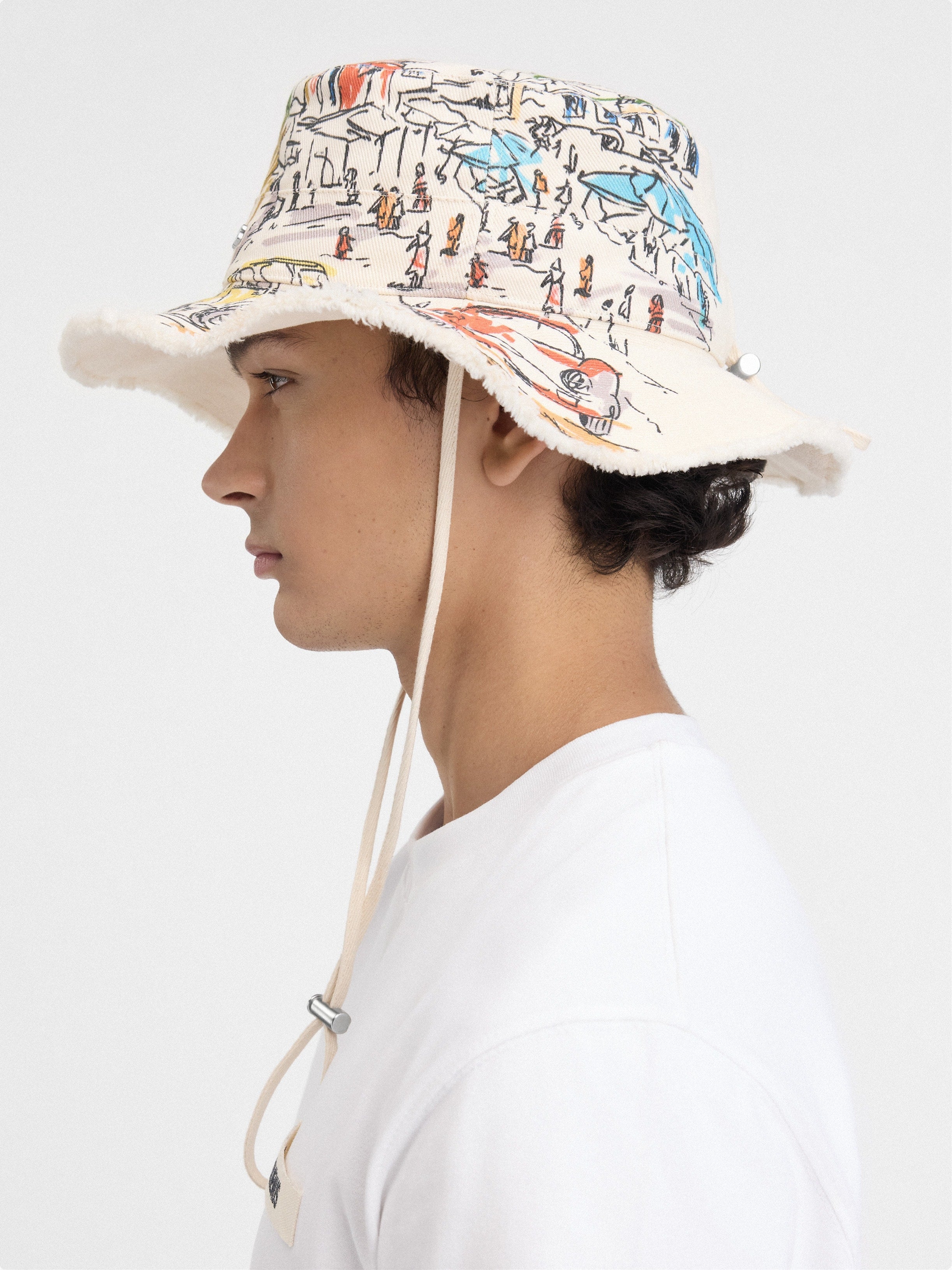 JACQUEMUS Men The Artichaut bucket hat Print Capri Cars White 213AC002-5002-1HI