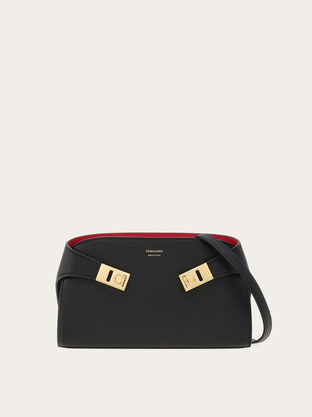 FERRAGAMO Women Two-tone Hug Mini Shoulder Bag Black/Flame Red 218964 774628