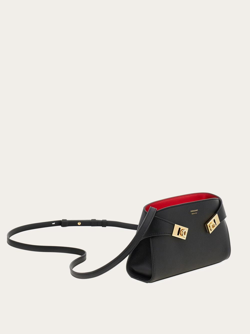 FERRAGAMO Women Two-tone Hug Mini Shoulder Bag Black/Flame Red 218964 774628