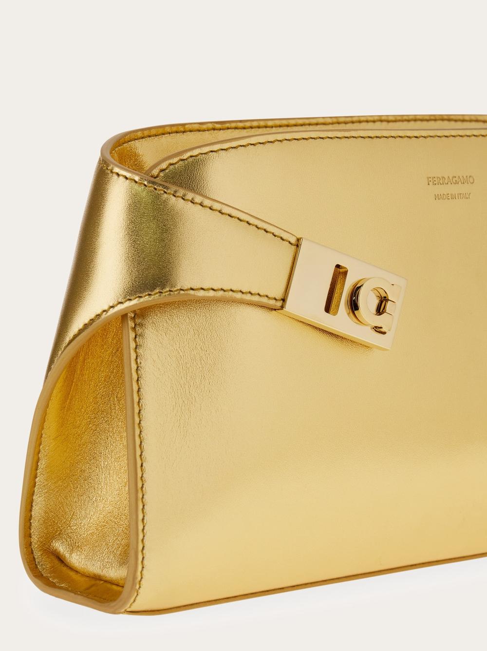 FERRAGAMO Women Mini Hug Metallic Crossbody Bag Or 218964 778320