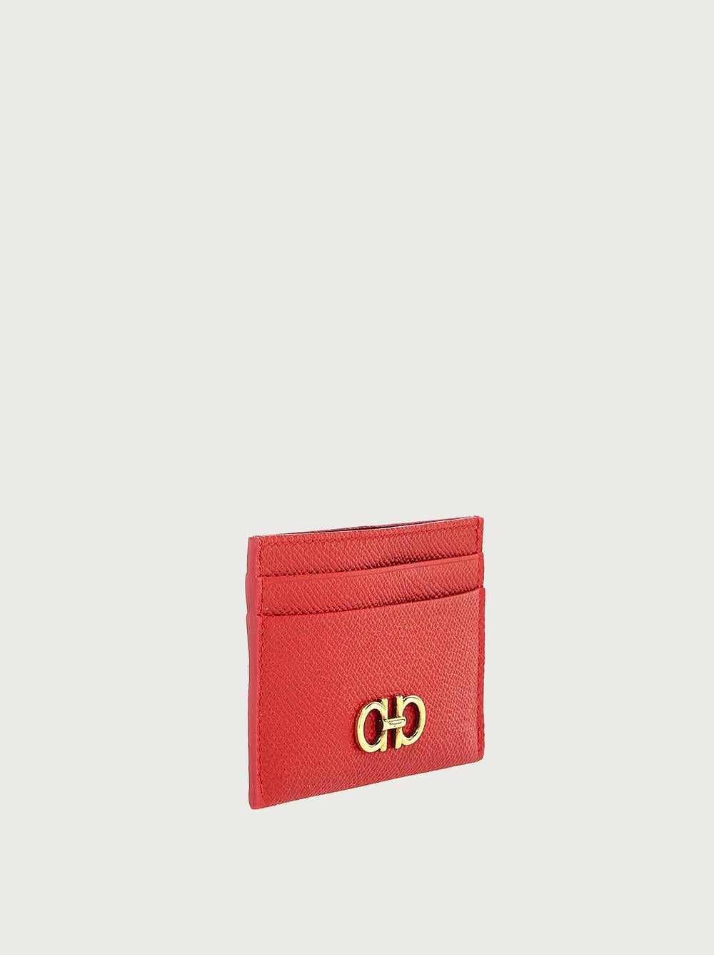 FERRAGAMO Women Gancini Credit Card Holder Rouge lipstick 220007 746668