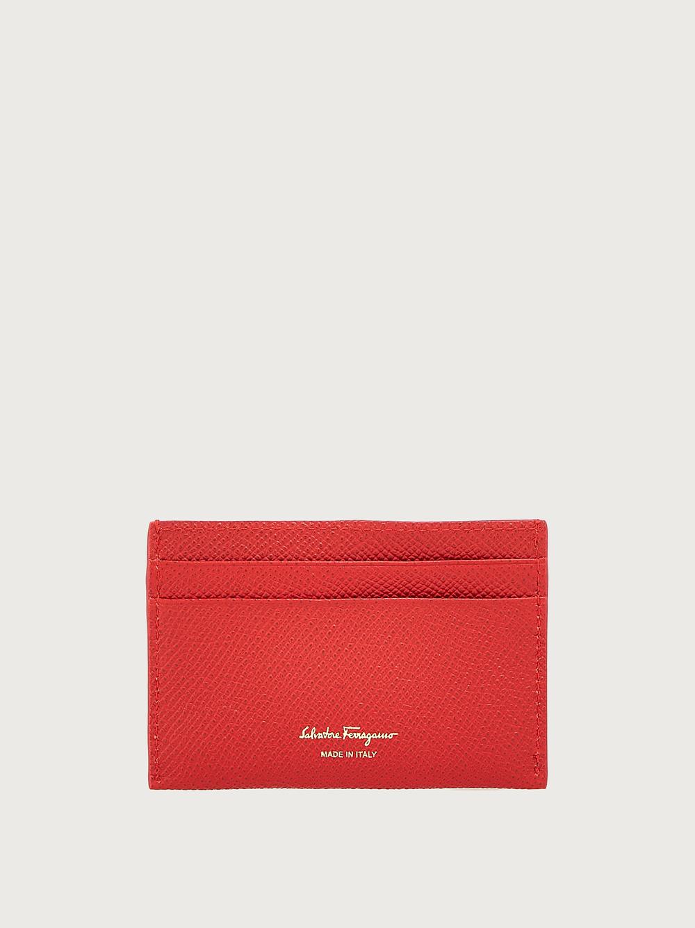 FERRAGAMO Women Gancini Credit Card Holder Rouge lipstick 220007 746668