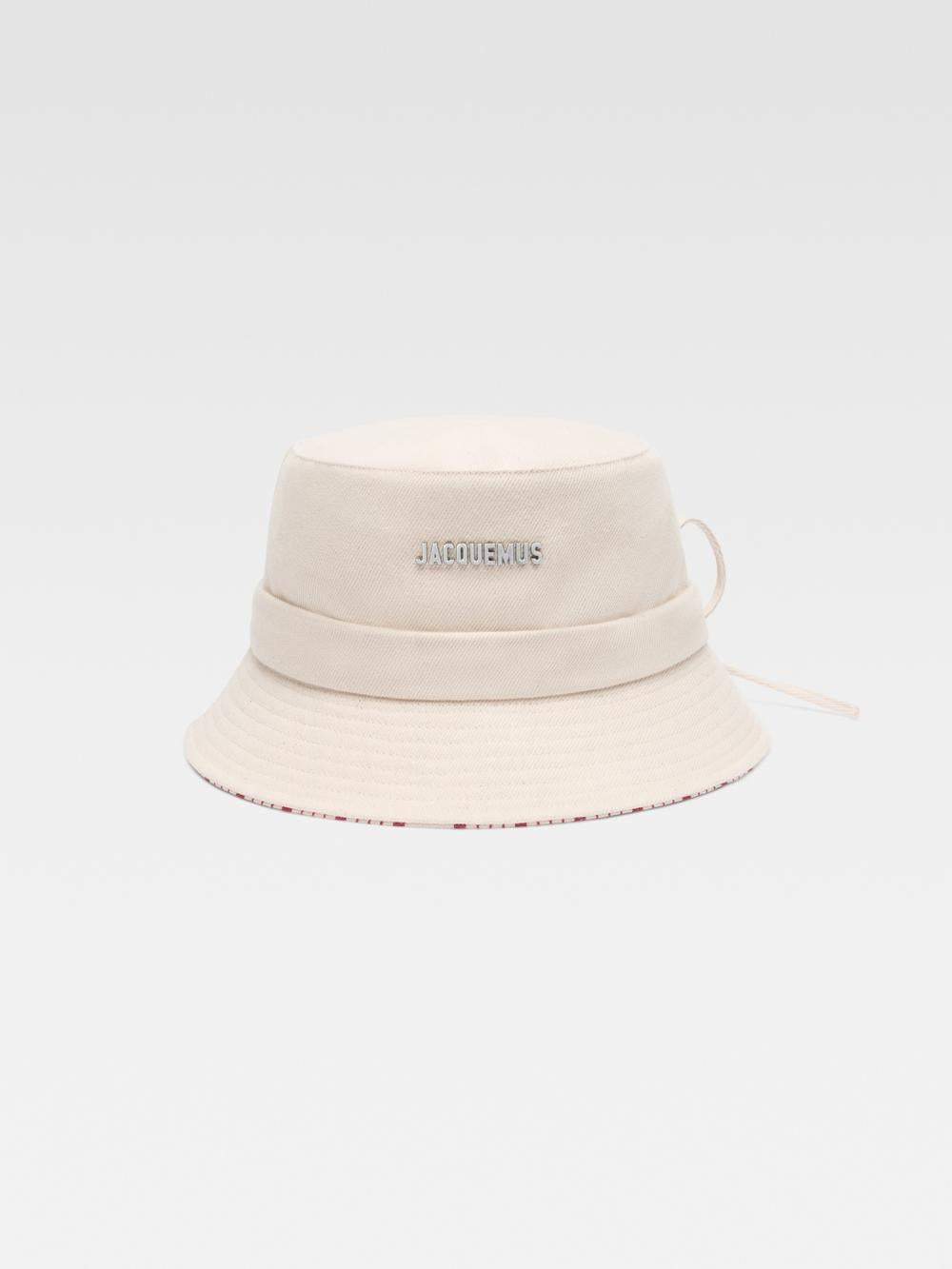 JACQUEMUS Women The Gadjo bucket hat Off-White / Red Stripes 223AC001-1514-11E