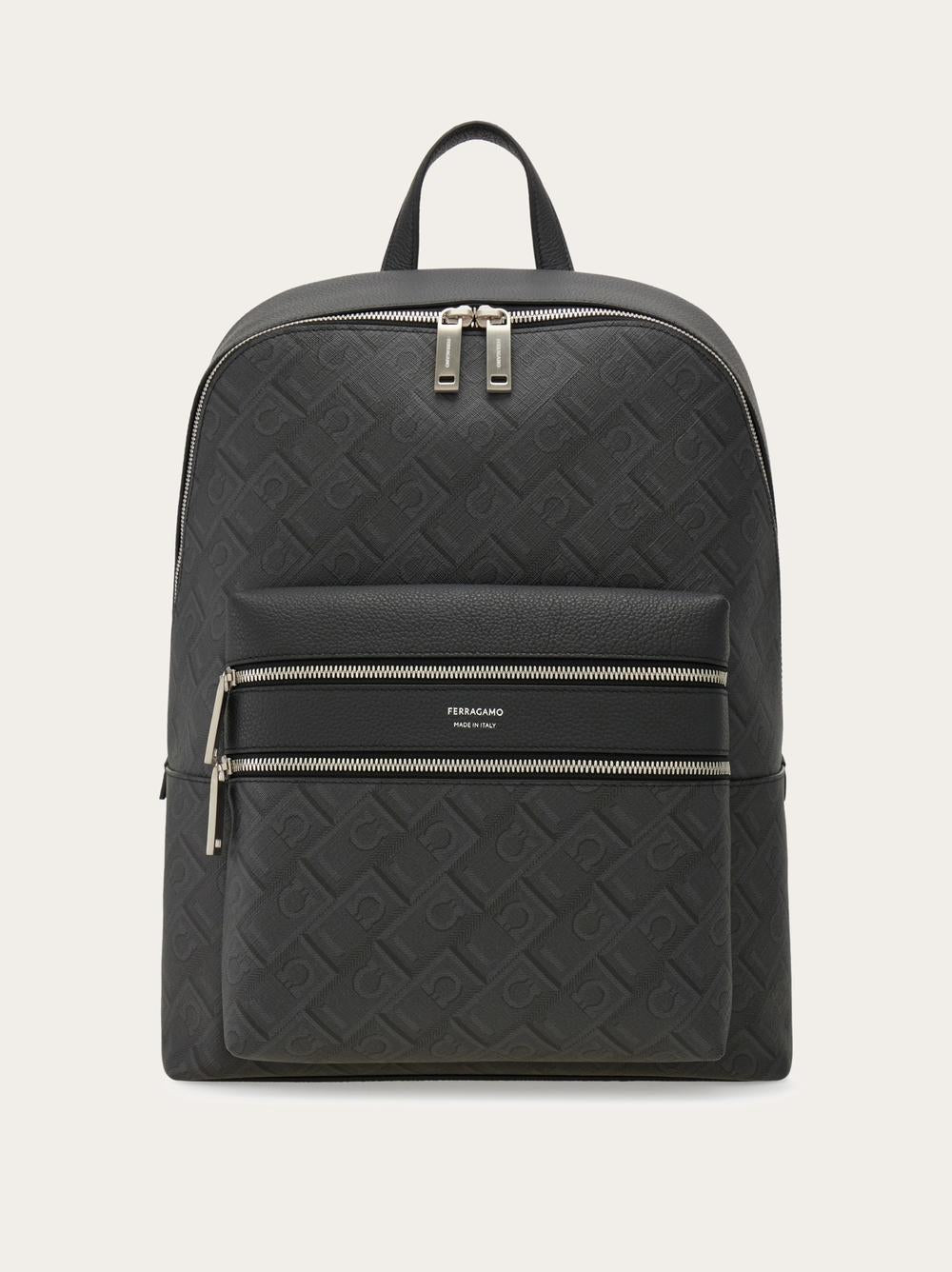 FERRAGAMO Men Gancini Backpack Black/Grey 241366 779699