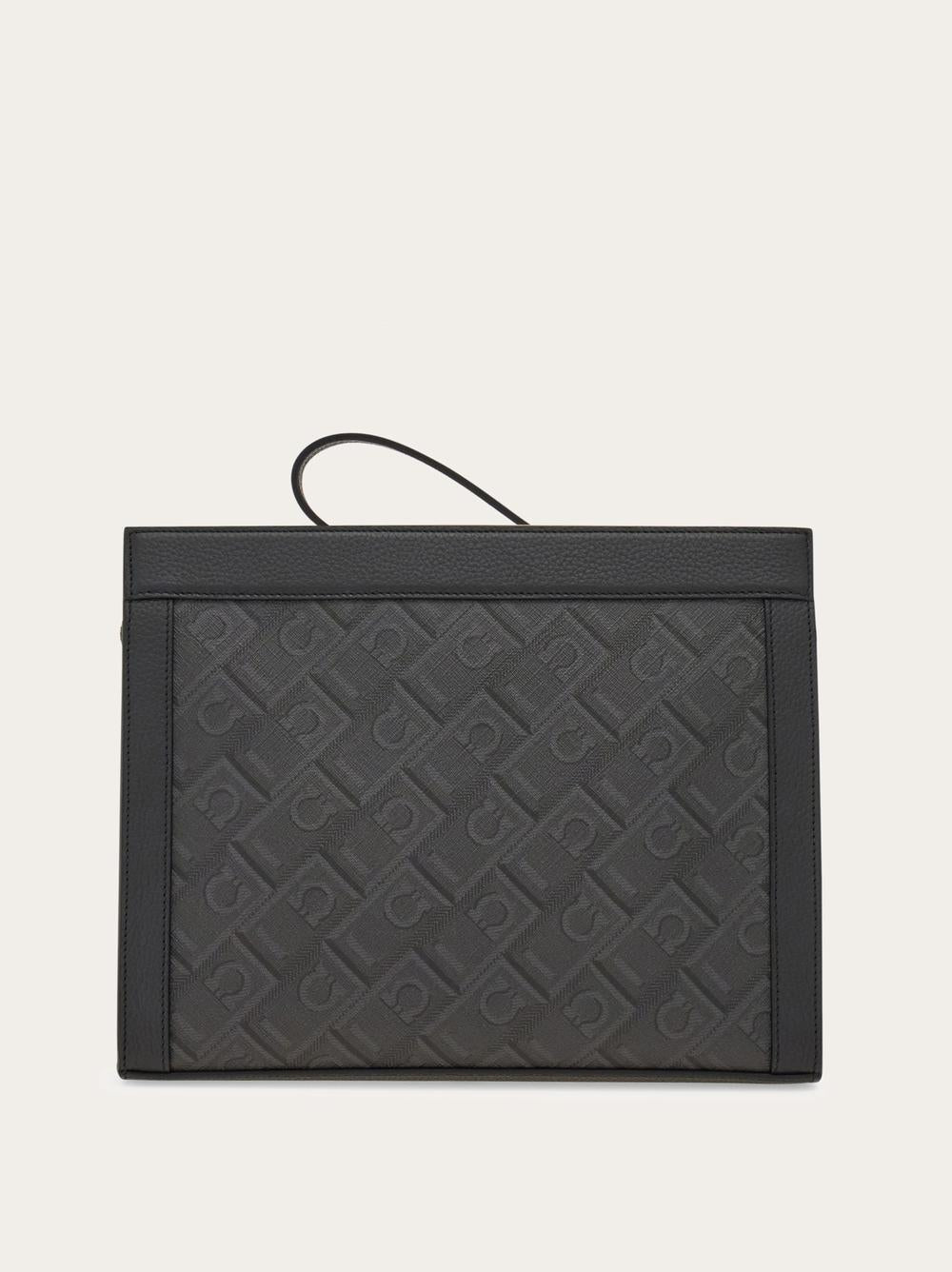 FERRAGAMO Men Ferragamo Monogram clutch Black/Grey 241664 779696