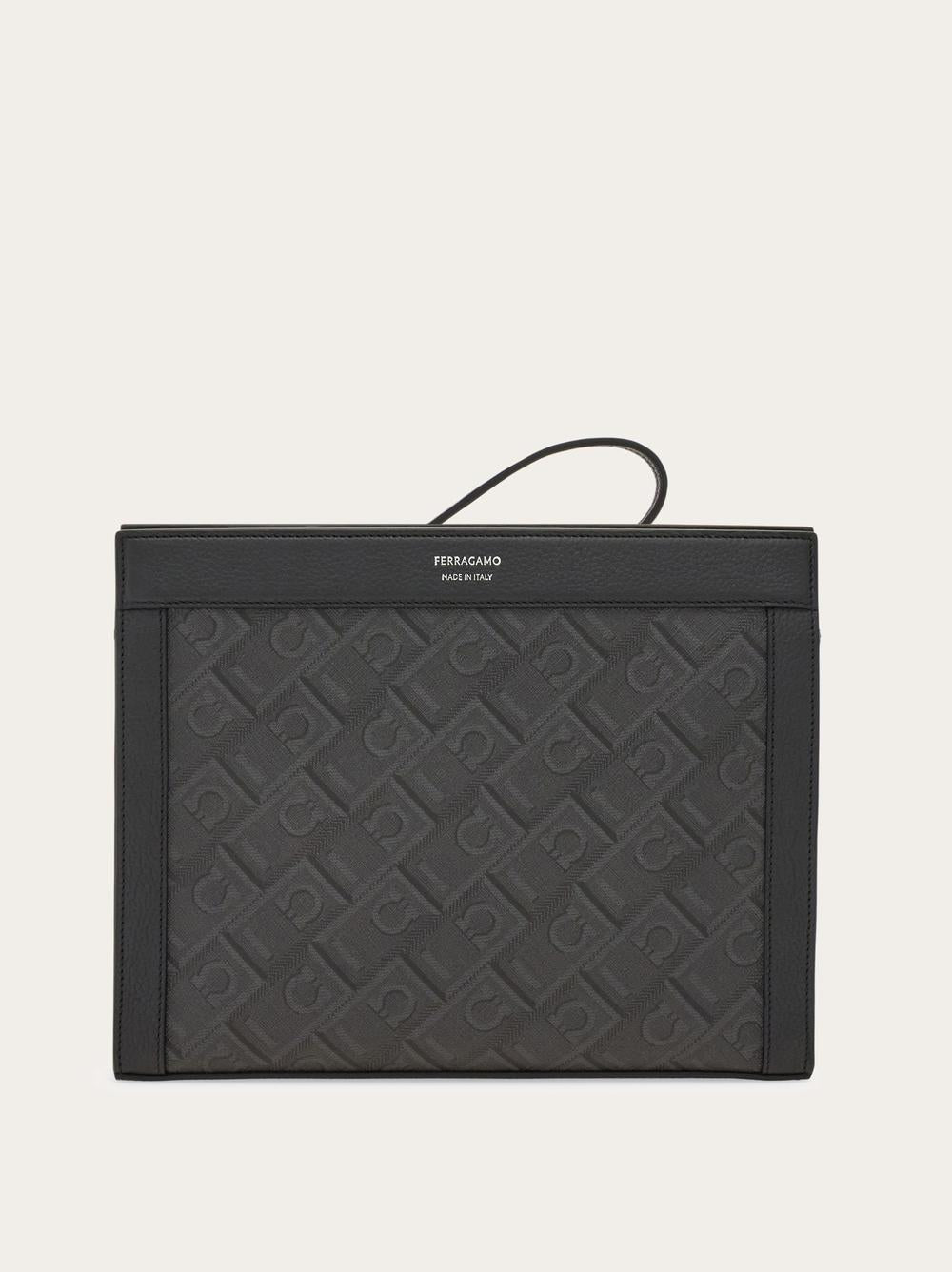 FERRAGAMO Men Ferragamo Monogram clutch Black/Grey 241664 779696