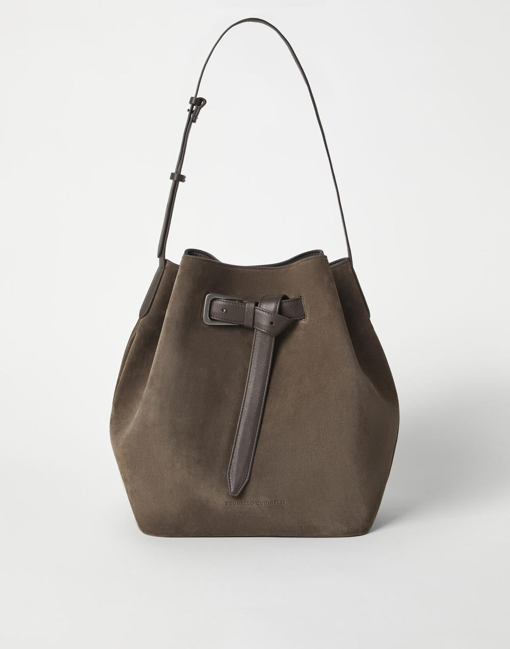 BRUNELLO CUCINELLI Women Sartorial large bucket bag in suede Bark 242MBDLD2615C8769