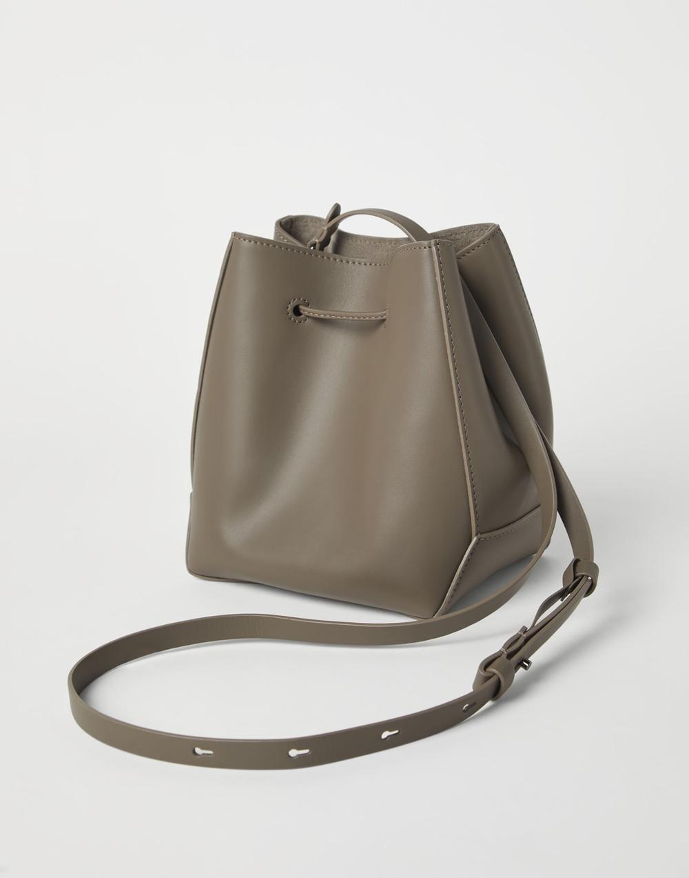 BRUNELLO CUCINELLI Women BC Duo small bucket bag in calfskin with monili Mud 242MBHED2601C5859