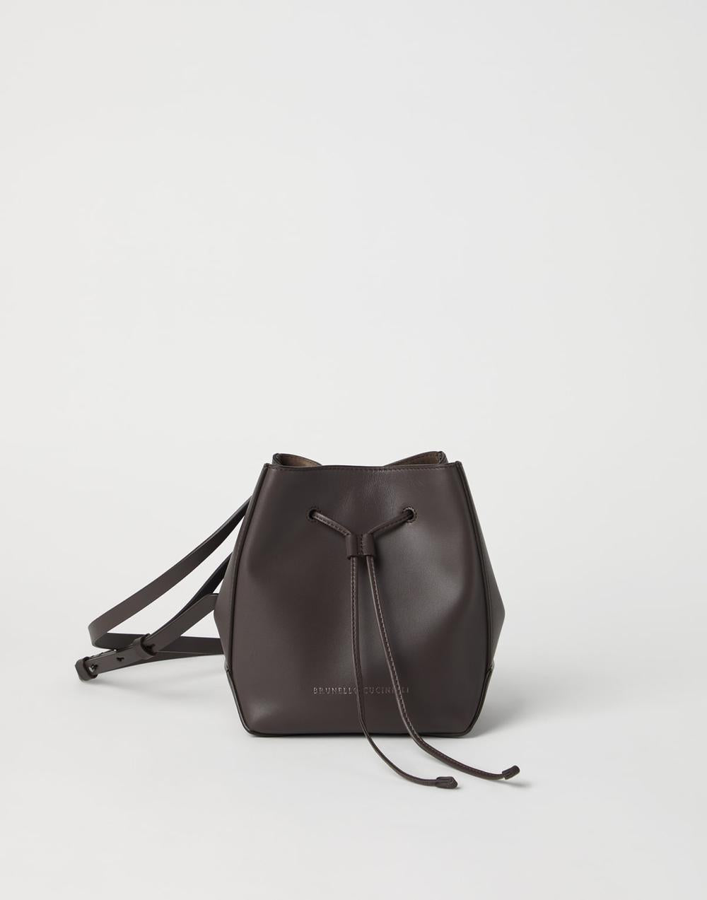 BRUNELLO CUCINELLI Women BC Duo small bucket bag in calfskin with monili Brown 242MBHED2601C8279