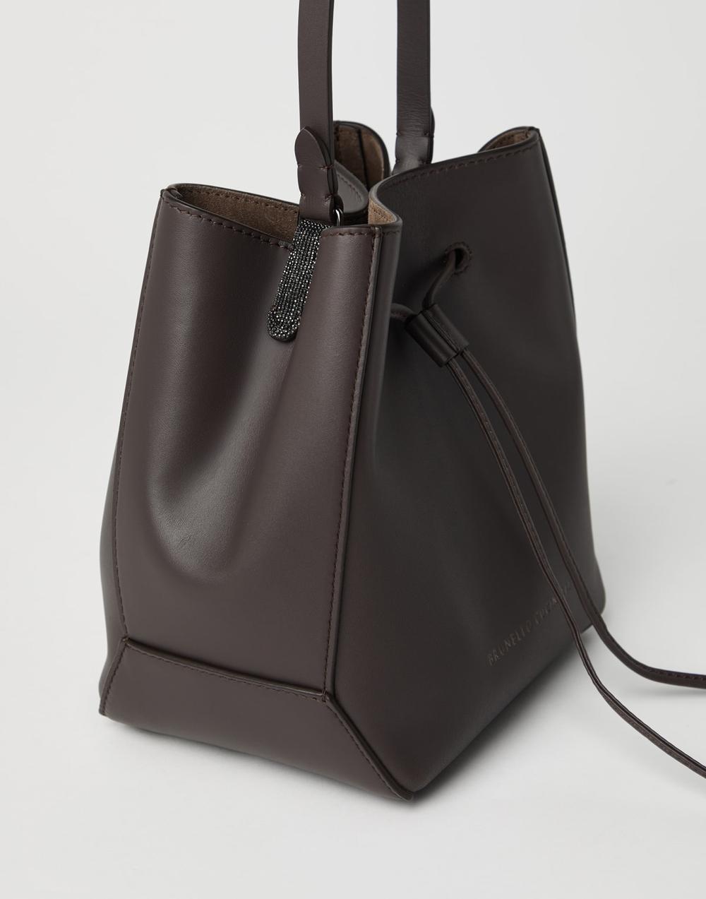 BRUNELLO CUCINELLI Women BC Duo small bucket bag in calfskin with monili Brown 242MBHED2601C8279