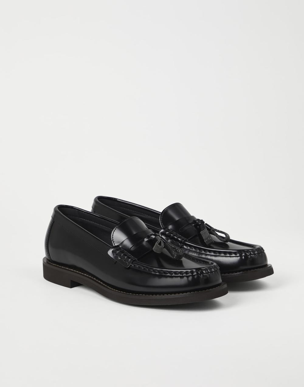 BRUNELLO CUCINELLI Women Minimal calfskin penny loafers with shiny tassels Black 242MZVNG2739C101