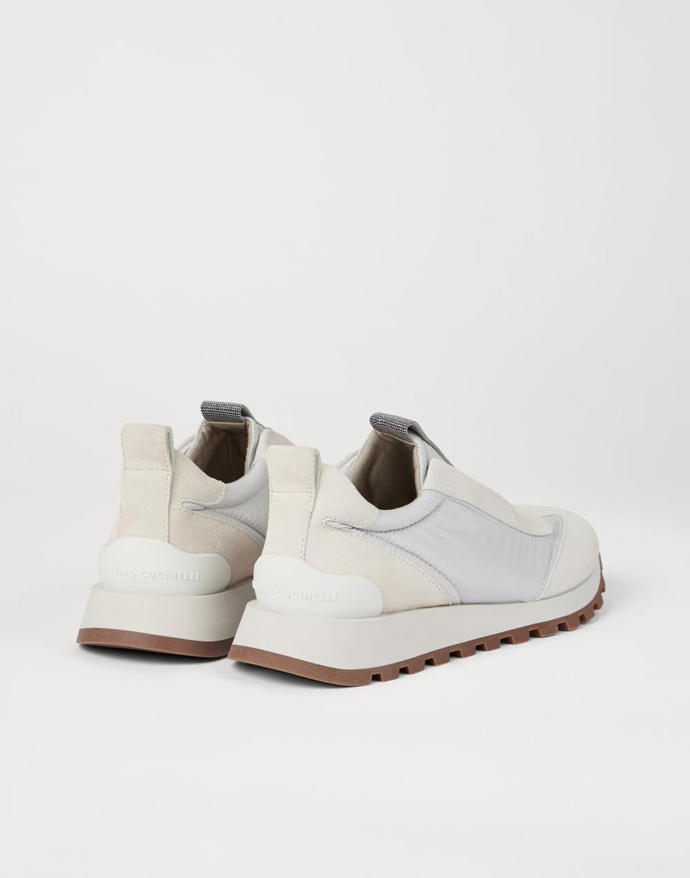 BRUNELLO CUCINELLI Women Suede and techno fabric runners with precious detail White 251MZSFG2127C6280