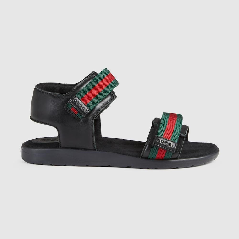 GUCCI Kids Children leather sandal with Web Black 257761 BLN10 1060