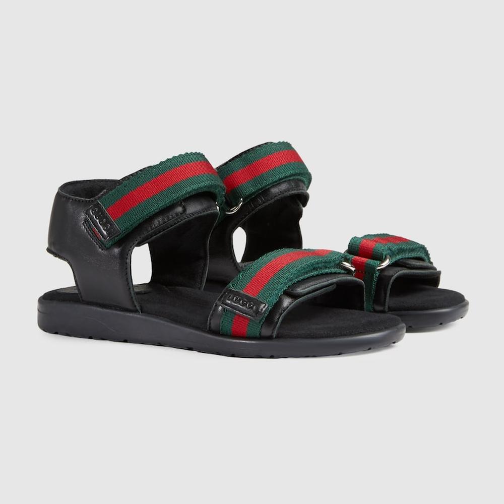 GUCCI Kids Children leather sandal with Web Black 257761 BLN10 1060