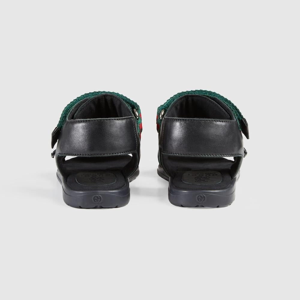 GUCCI Kids Children leather sandal with Web Black 257761 BLN10 1060