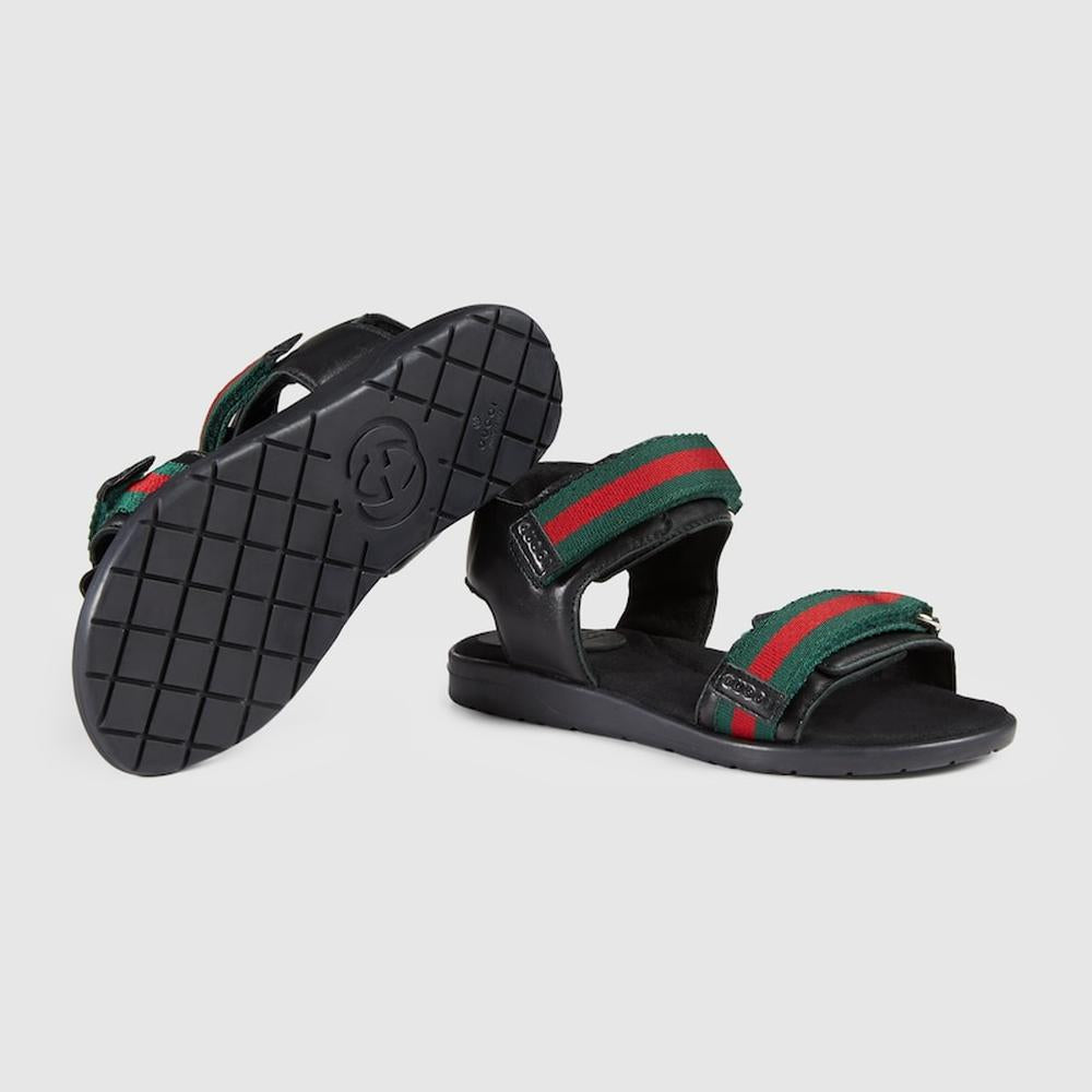 GUCCI Kids Children leather sandal with Web Black 257761 BLN10 1060