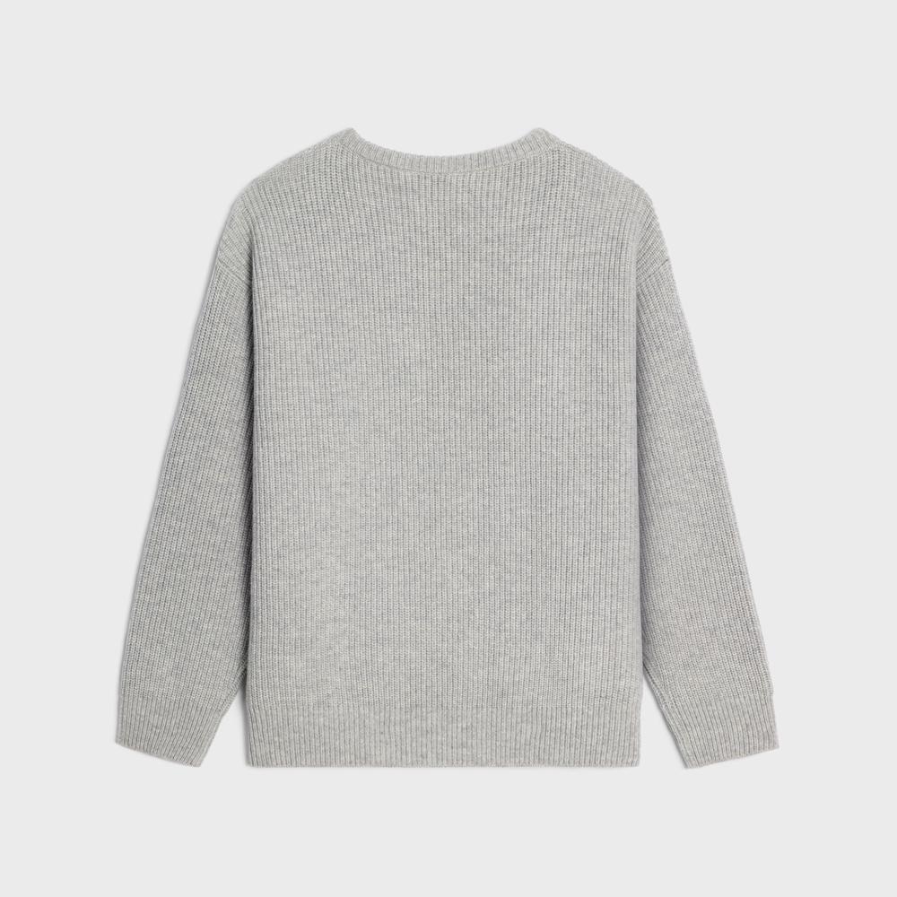 CELINE Men Celine oversized ribbed wool sweater Light gray 2A19R423P.08GC