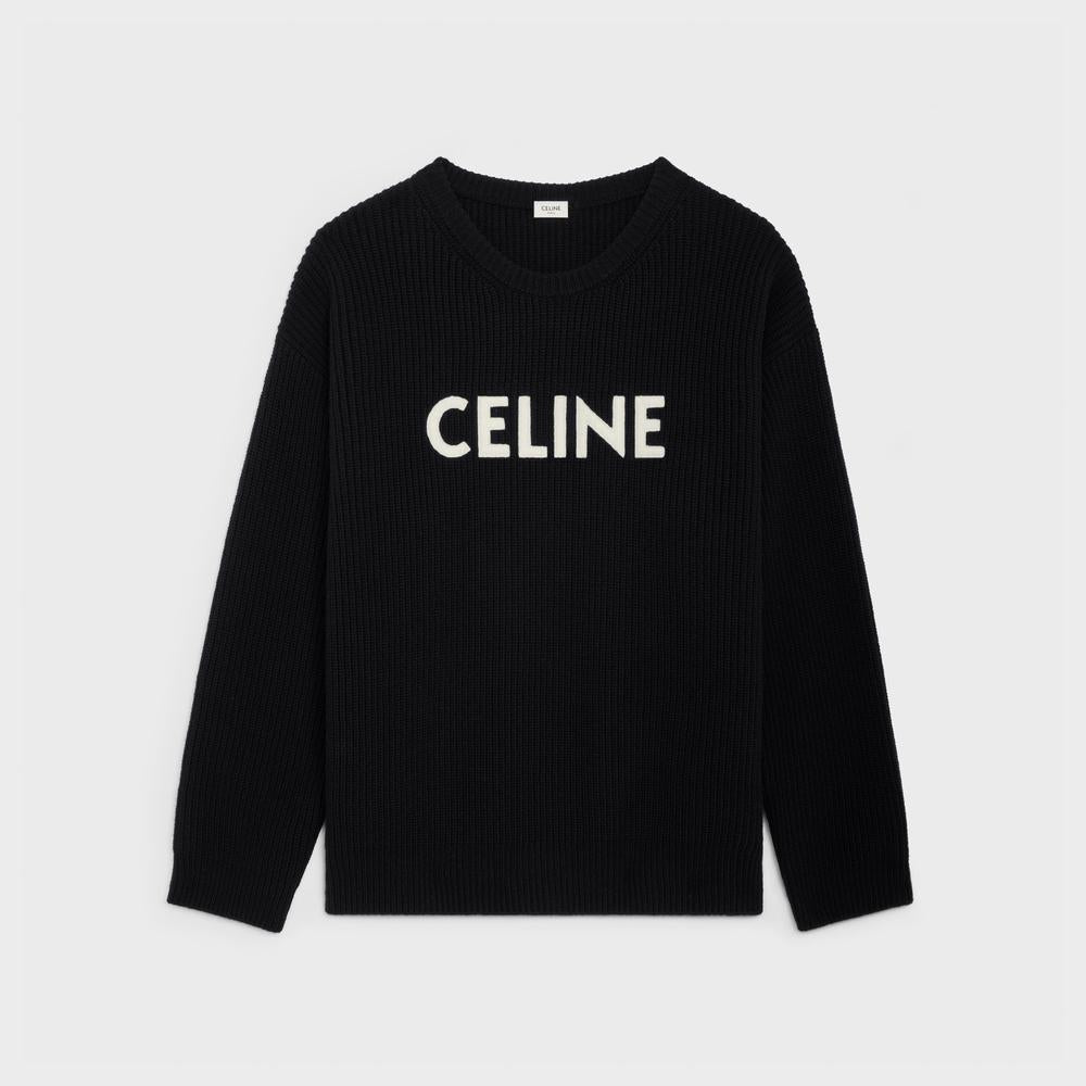 CELINE Men RIBBED WOOL OVERSIZED SWEATER Black 2A19R423P.38NO