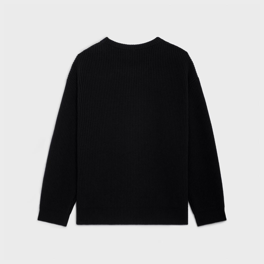 CELINE Men RIBBED WOOL OVERSIZED SWEATER Black 2A19R423P.38NO