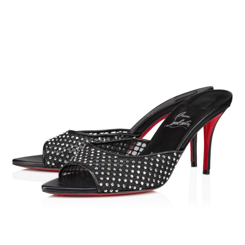 CHRISTIAN LOUBOUTIN Women Apostropha Mule Mesh Strass Black 3240795B803