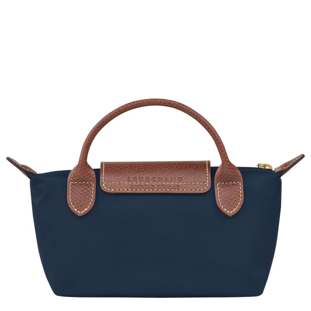 حقيبة مستحضرات تجميل أصلية Le Pliage للنساء من LONGCHAMP بمقبض - أزرق داكن 34175089P68