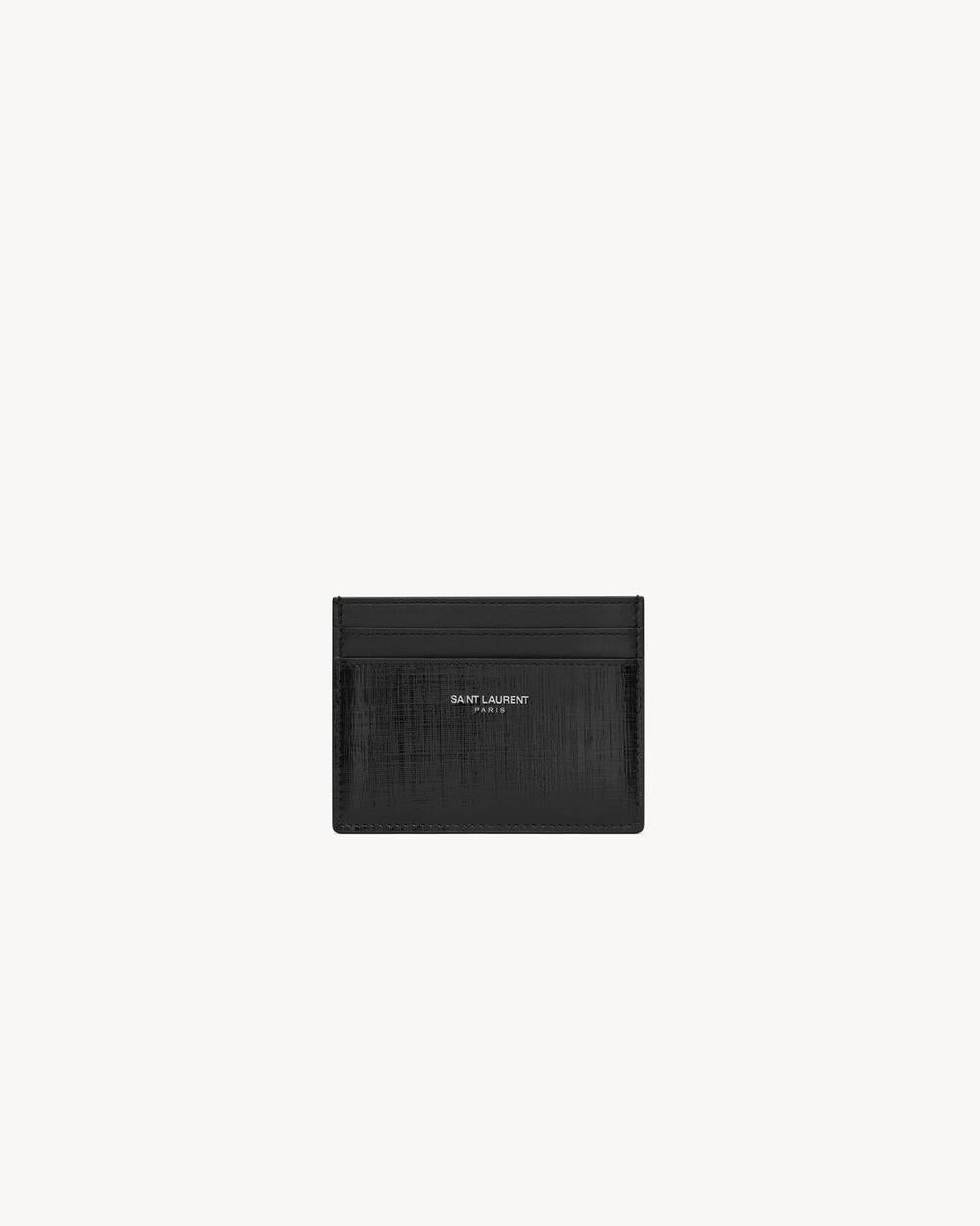 SAINT LAURENT Men saint laurent paris card case in grid leather BLACK 375946AAC691000