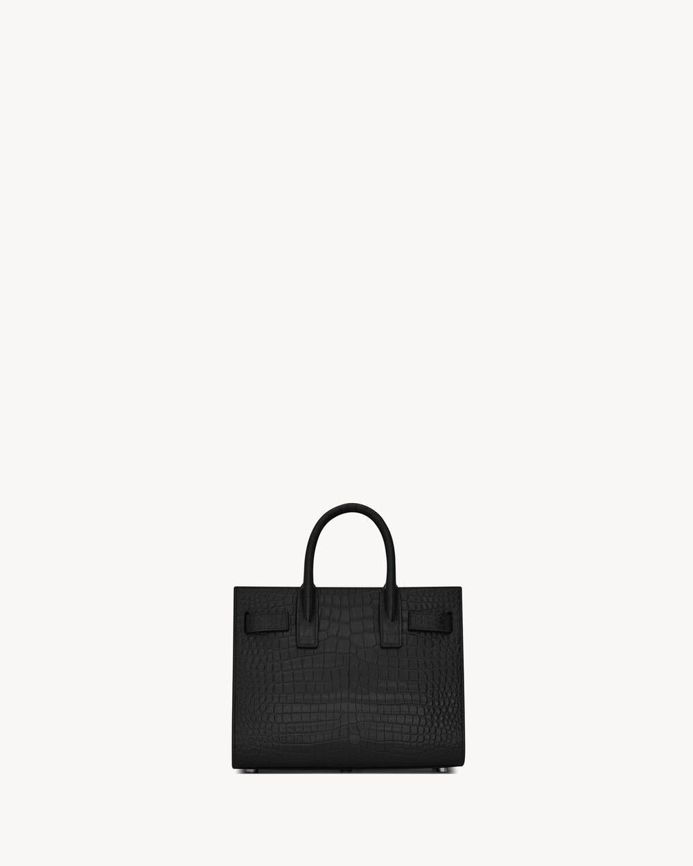 SAINT LAURENT Women sac de jour in crocodile embossed leather - nano BLACK 392035DND1N1000