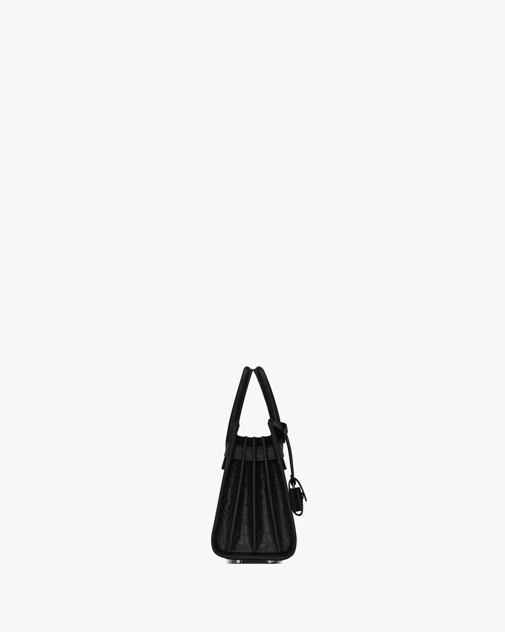 SAINT LAURENT Women sac de jour in crocodile embossed leather - nano BLACK 392035DND1N1000