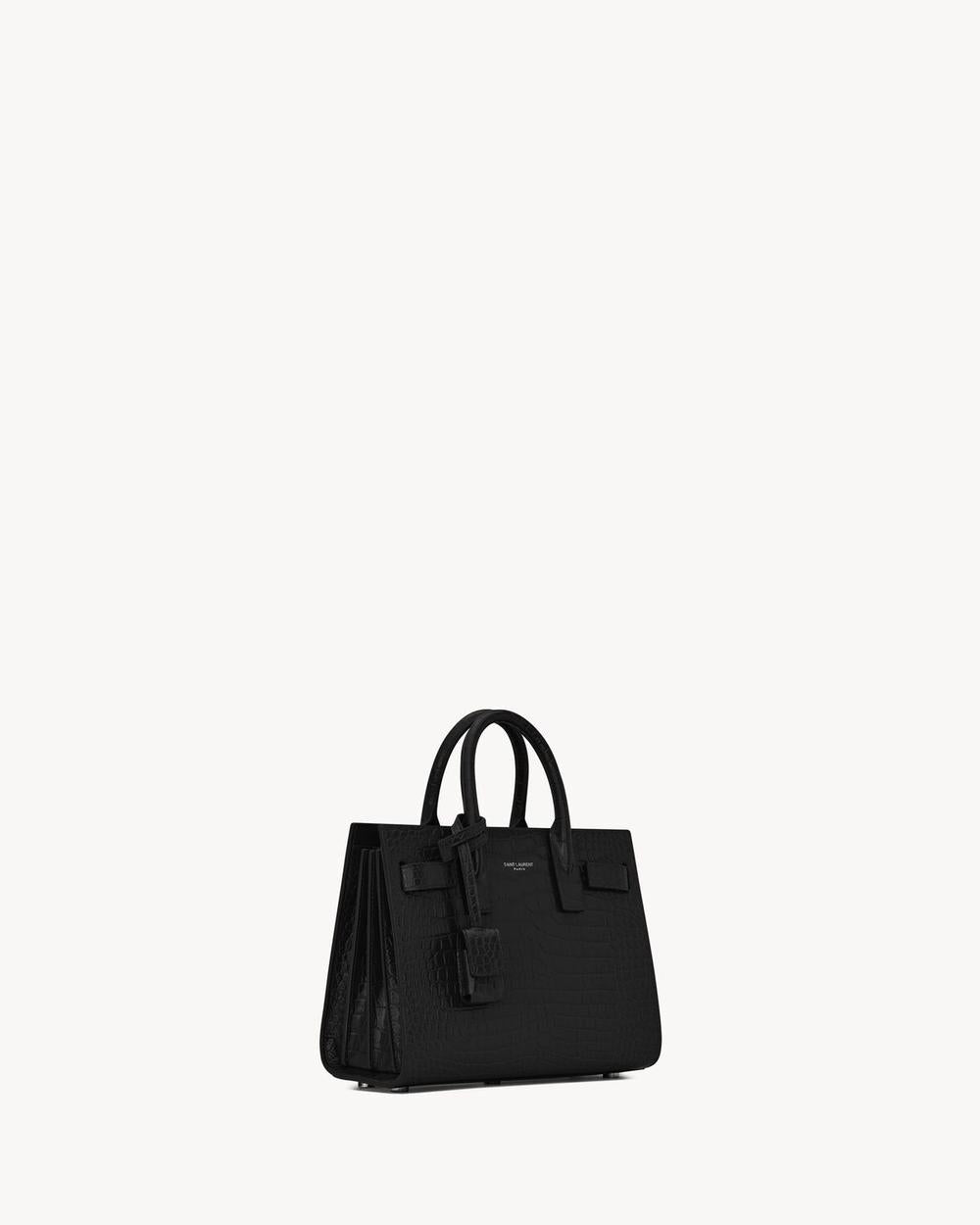 SAINT LAURENT Women sac de jour in crocodile embossed leather - nano BLACK 392035DND1N1000