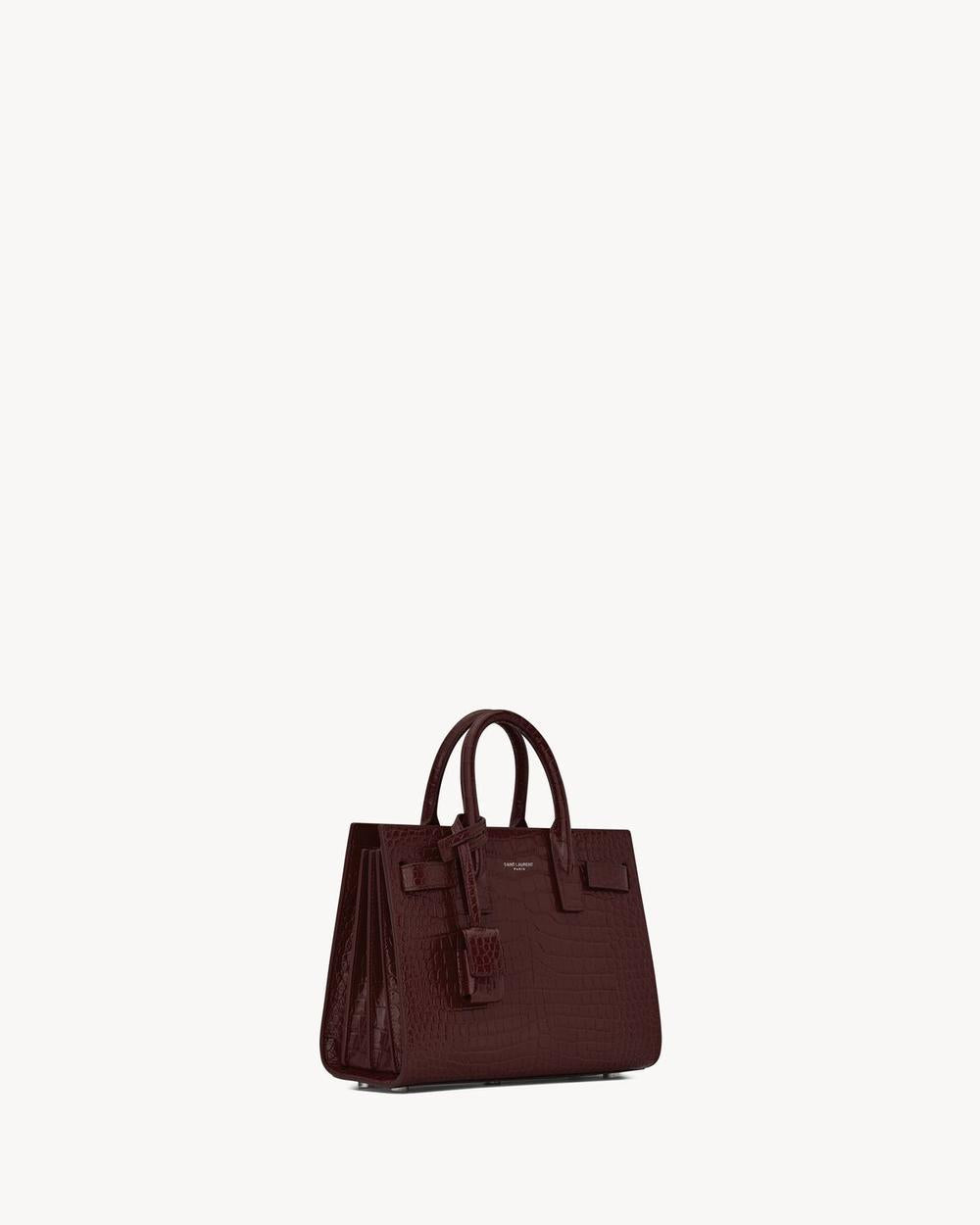 SAINT LAURENT Women sac de jour in crocodile embossed leather - nano ROUGE LEGION 392035DND1N6475