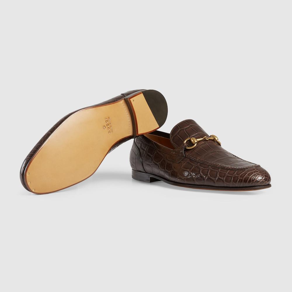 GUCCI Men Gucci Jordaan crocodile loafer brown ‎406994 EC200 2140