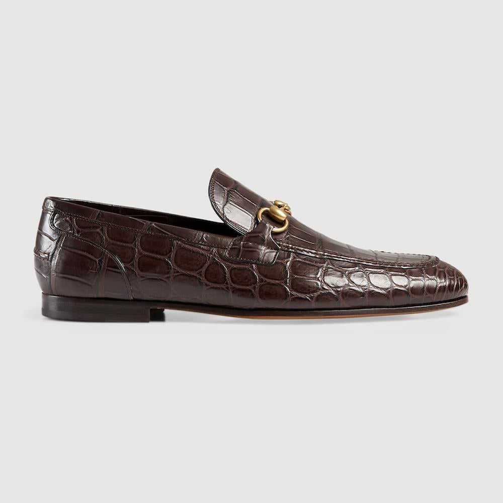 GUCCI Men Gucci Jordaan crocodile loafer brown ‎406994 EC200 2140