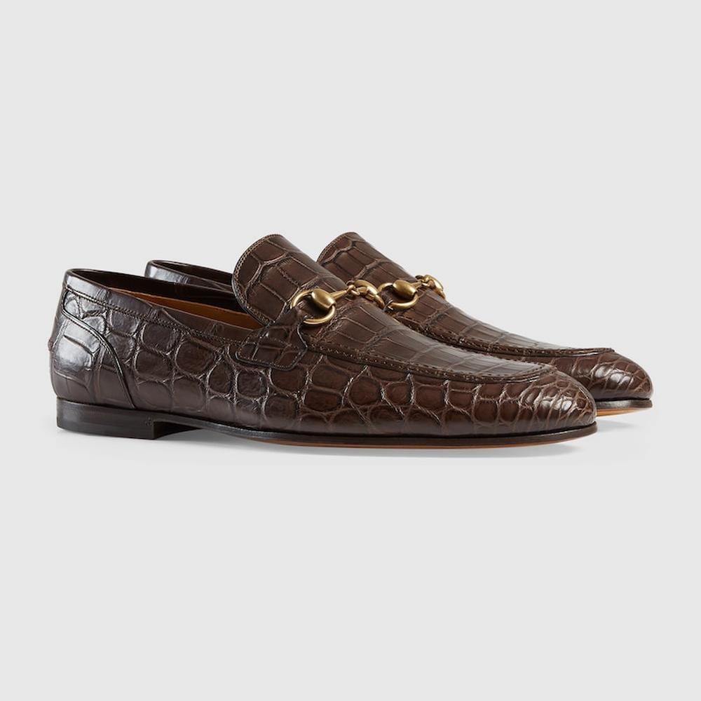 GUCCI Men Gucci Jordaan crocodile loafer brown ‎406994 EC200 2140