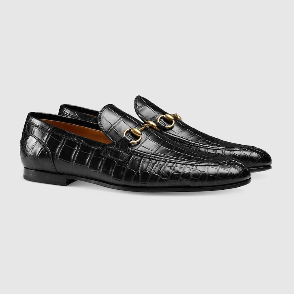 GUCCI Men Gucci Jordaan crocodile loafer black 406994 EC200 1000