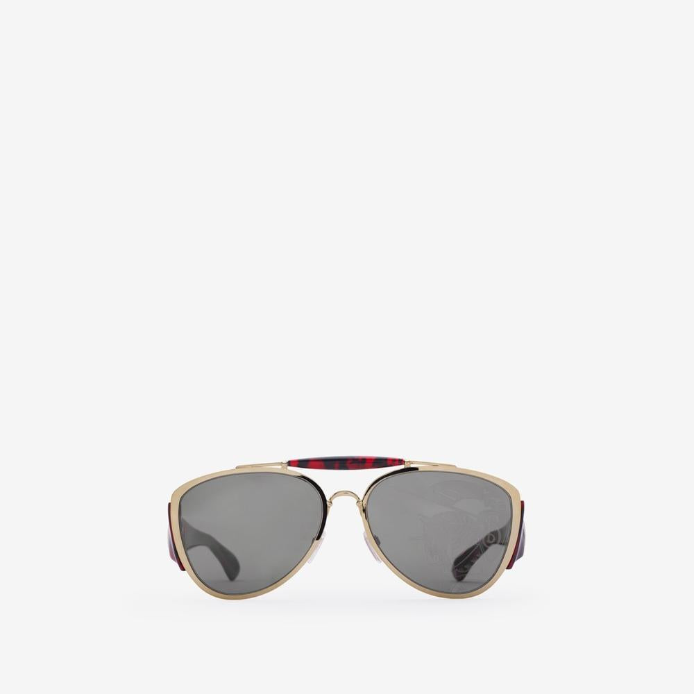 BURBERRY Unisex Shield Pilot Sunglasses Red havana 40841371