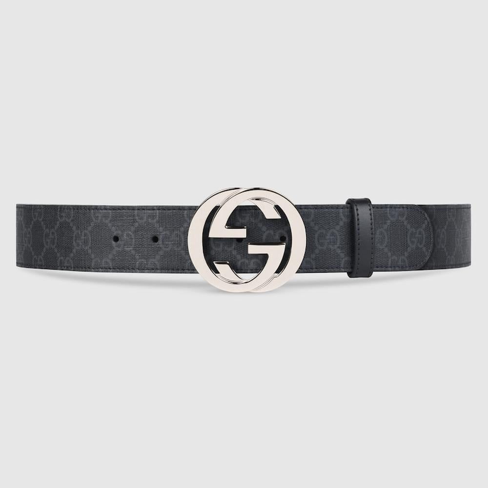 حزام GUCCI GG للرجال مع مشبك G المتشابك Supreme 411924 KGDHX 8449