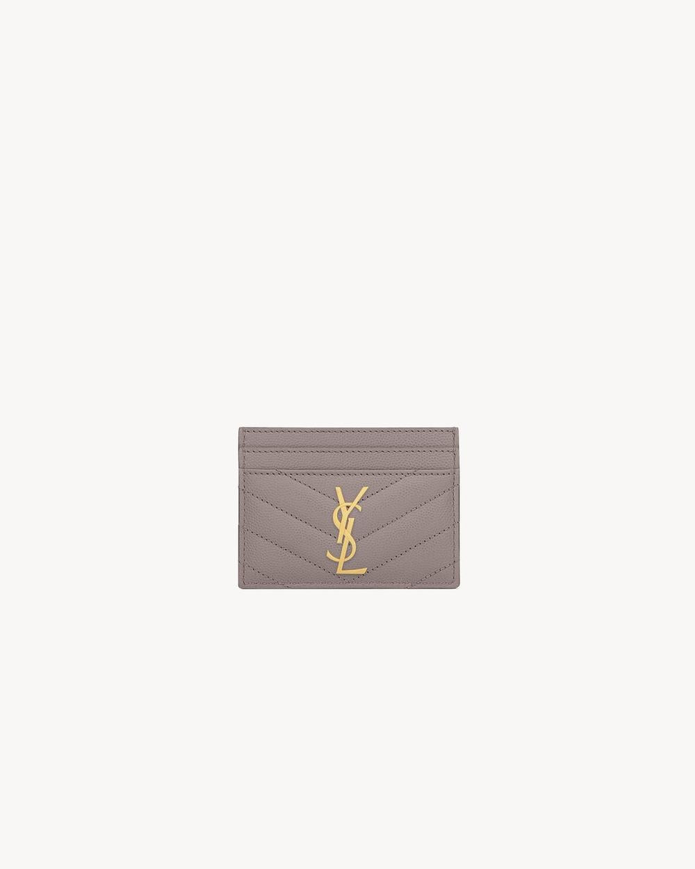 SAINT LAURENT Women cassandre matelassé card case in grain de poudre leather FOG 423291BOW011202