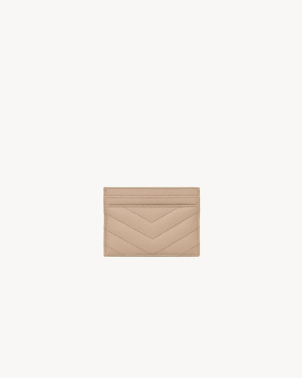 SAINT LAURENT Women cassandre matelassé card case in grain de poudre leather DARK BEIGE 423291BOW012721