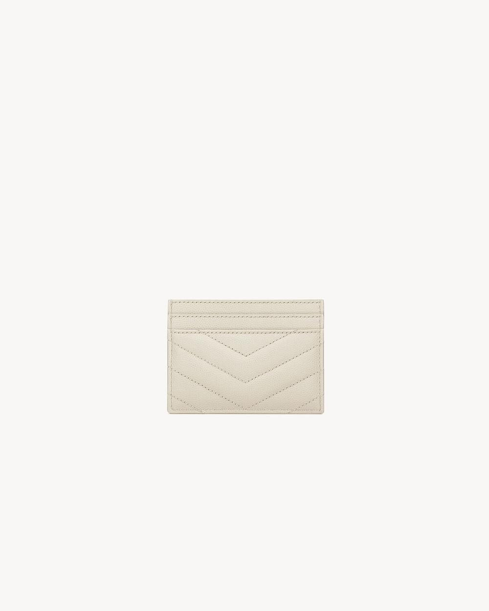 SAINT LAURENT Women cassandre matelassé card case in grain de poudre leather BLANC VINTAGE 423291BOW019207