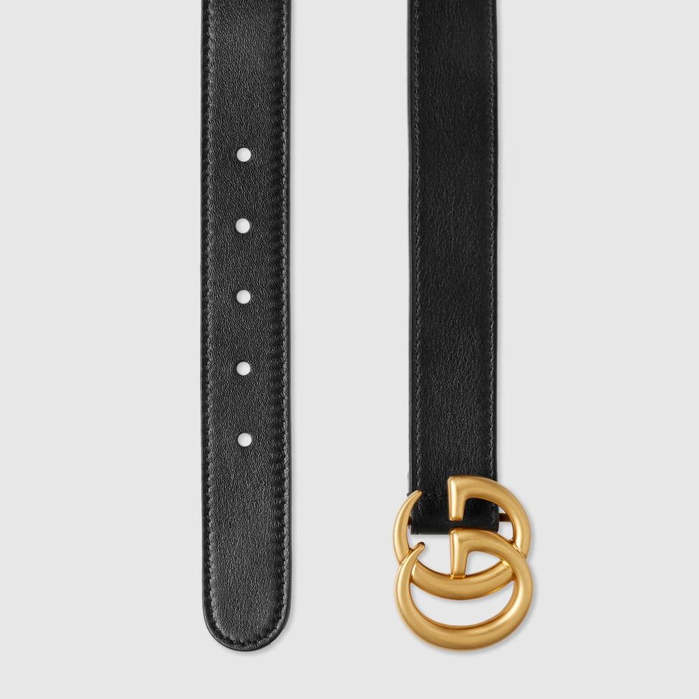 GUCCI Kids Children leather Double G belt Black 432707 B960X 1000