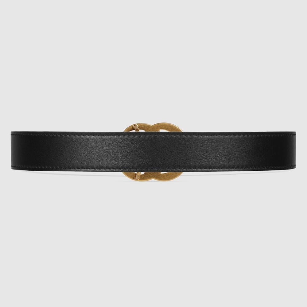 GUCCI Kids Children leather Double G belt Black 432707 B960X 1000