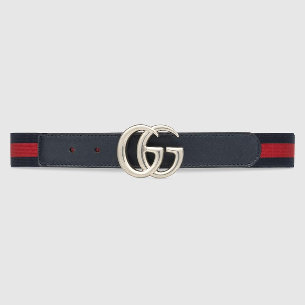 GUCCI Kids Children elastic Web belt blue and red Wdb 432707 HAENN 8497